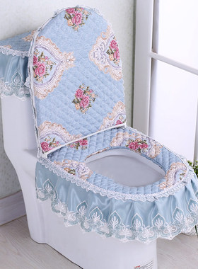 三件套欧式新款绿色灰色紫色外套式卫生间拉链式垫套坐便盖马桶套