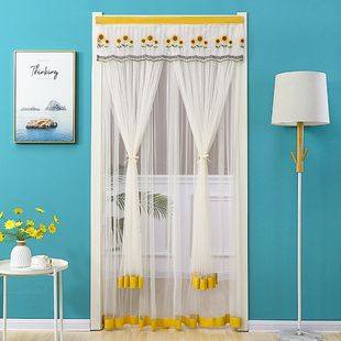 夏季 蕾丝门帘家用防蚊防蝇纱帘卧室厨房长门帘隔断免打孔魔术贴夏
