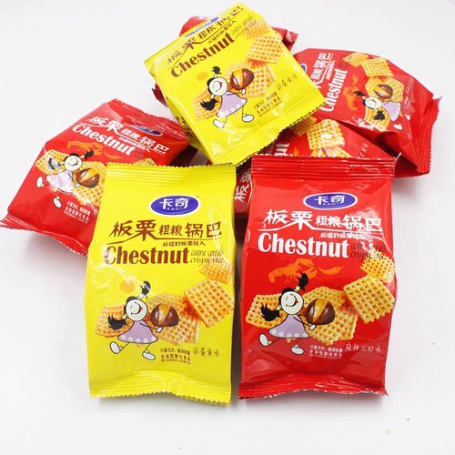 50克板栗粗粮板栗锅巴麻辣龙虾味咸蛋黄味散装休闲零食膨化食品