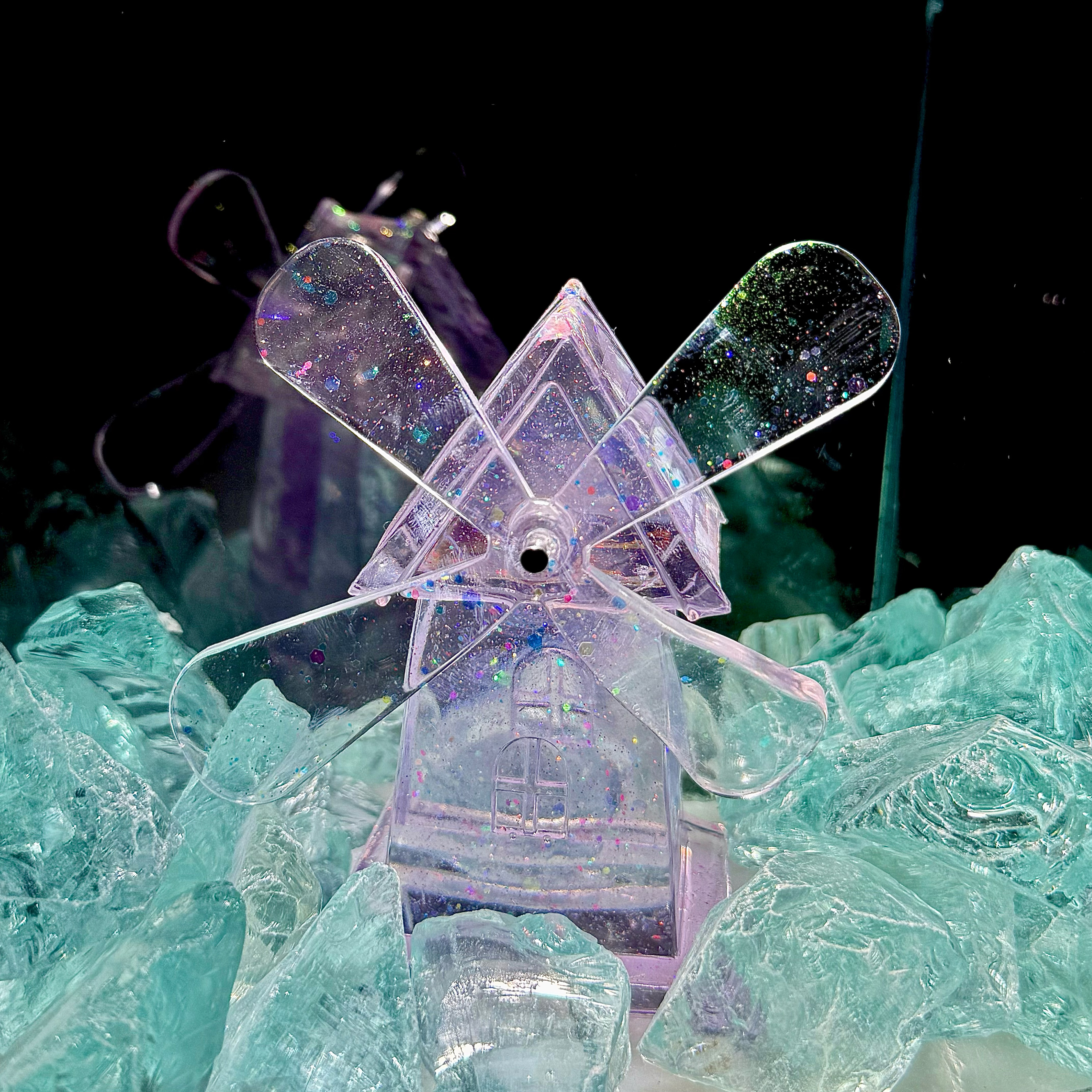 曼尾纱梦幻风车斗鱼专用鱼缸造景摆件客厅小型桌面微景观全套