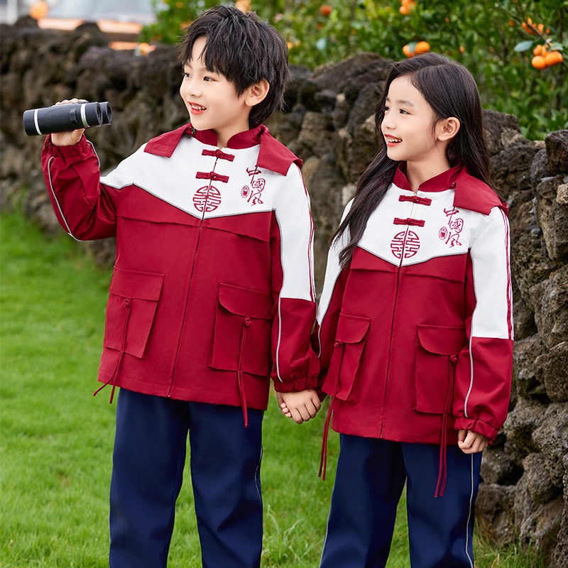 中小学生新款校服儿童冲锋衣三件套可脱卸秋装幼儿园园服冬季