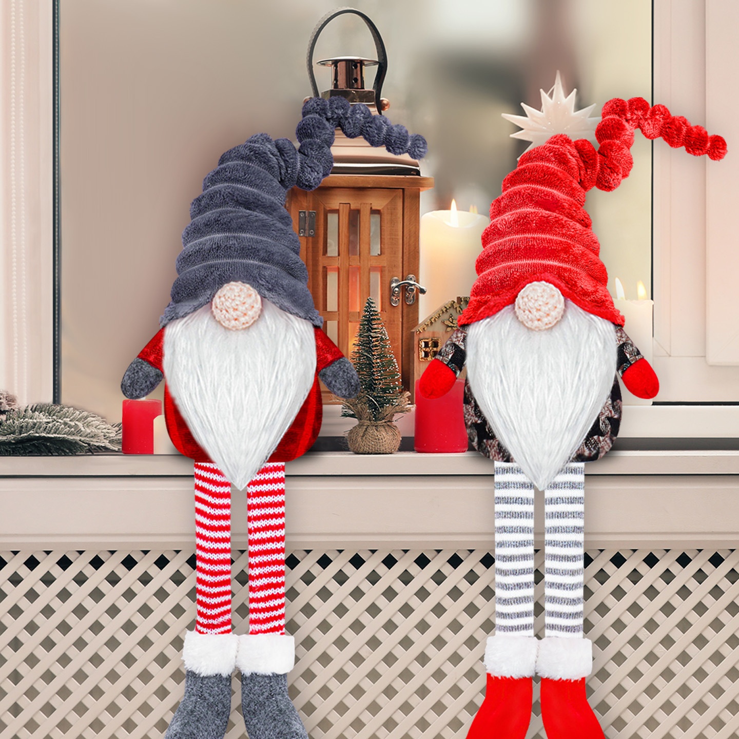 跨境新款圣诞节无脸娃娃公仔挂腿摆件北欧森林老人居家日用装饰