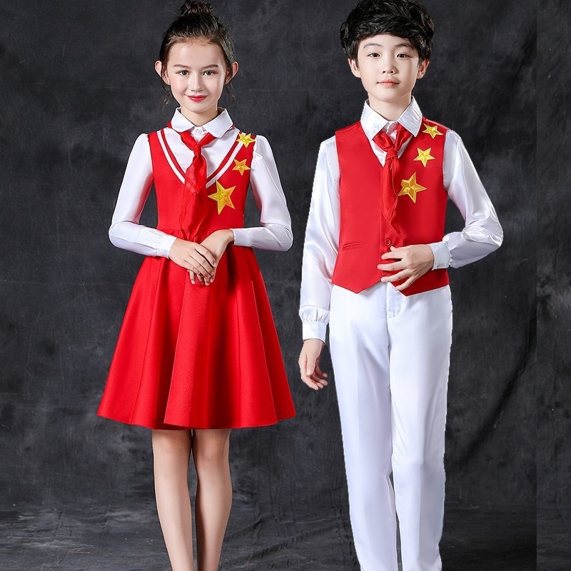 小学生合唱演出服红星闪闪红领巾幼儿诗歌朗诵服装儿童男女比赛服