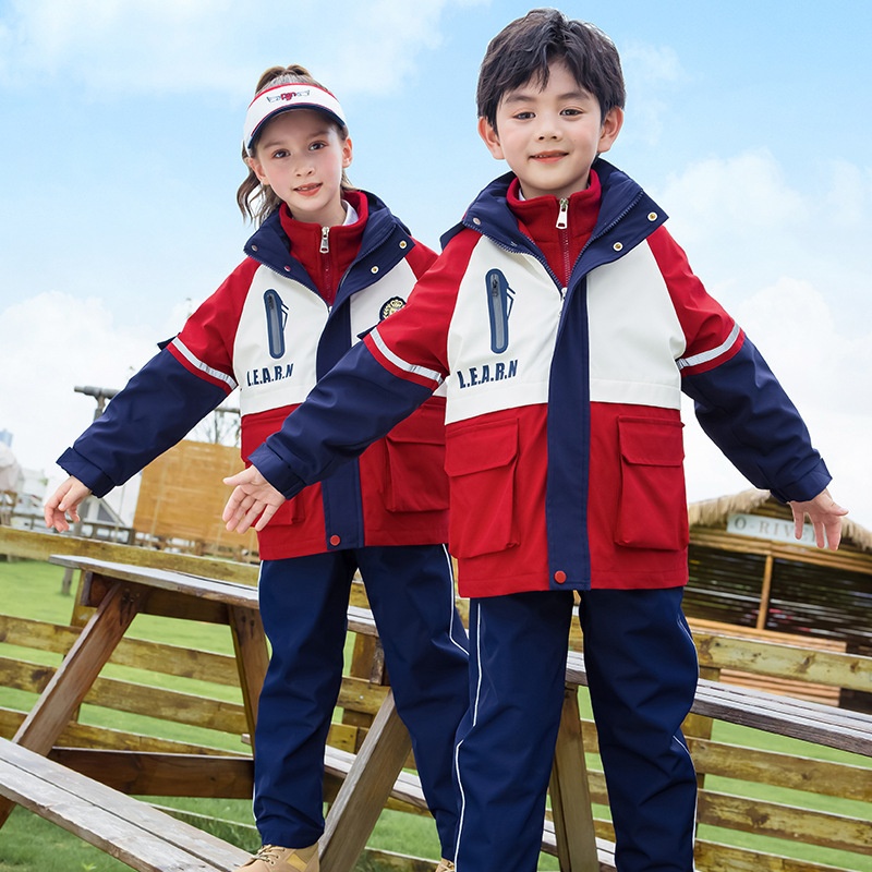 儿童班服冲锋衣三件套幼儿园园服秋冬装运动服小学生秋冬校服套