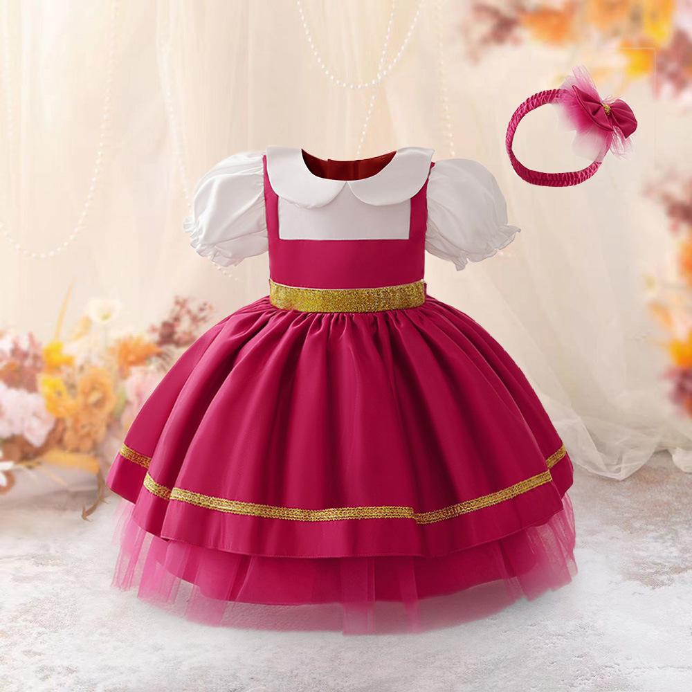 跨境新款婴幼儿童礼服cosplay小红帽泡泡袖蓬蓬公主裙儿童演出服