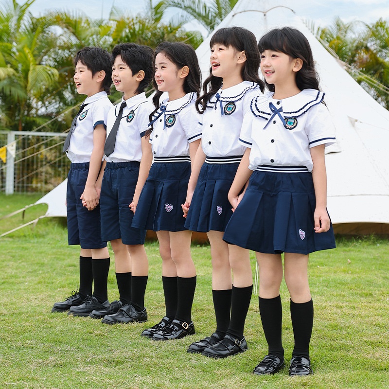 小学生校服套装夏季短袖英伦风幼儿园园服儿童运动会演出班服