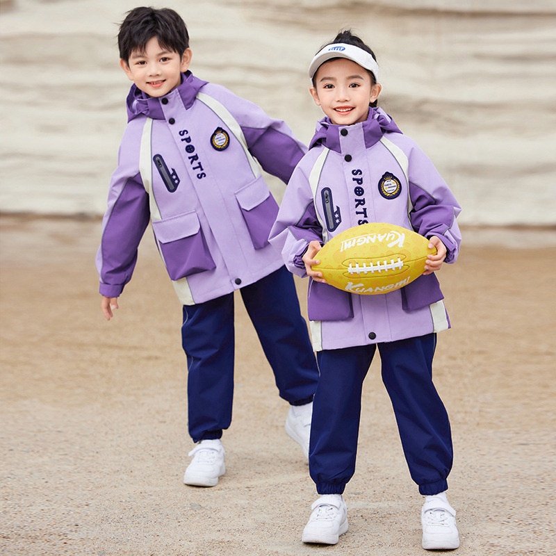 中小学生校服大童班服幼儿园园服新款加厚冲锋衣套装秋冬装三件套