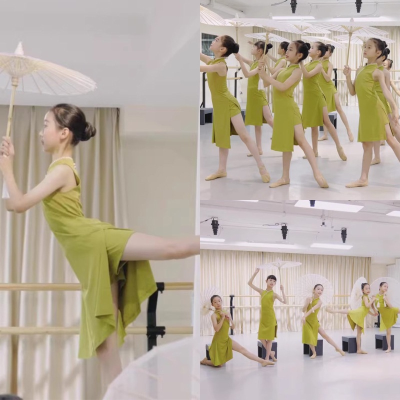 儿童古典舞演出服碧落舞蹈服晨光曲外婆桥表演服人间烟火女童旗袍