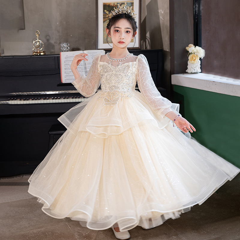 女童礼服主持人花童钢琴婚礼演出服洋气小女孩生日高级蓬蓬公主