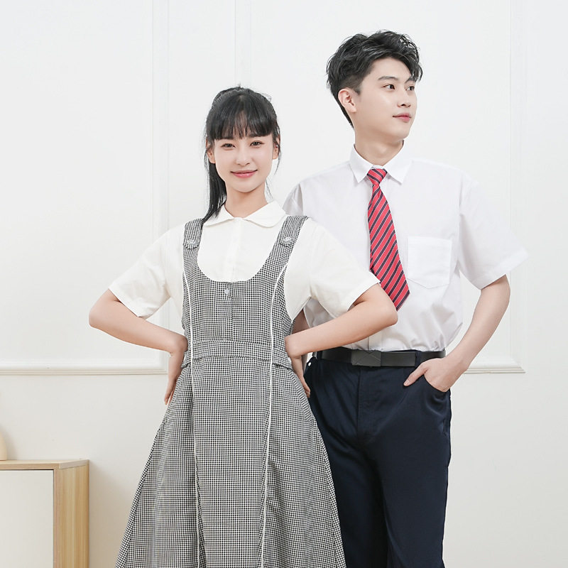 深圳校服中学生夏礼服套装白色短袖衬衫男女上衣连衣裙薄西裤包邮