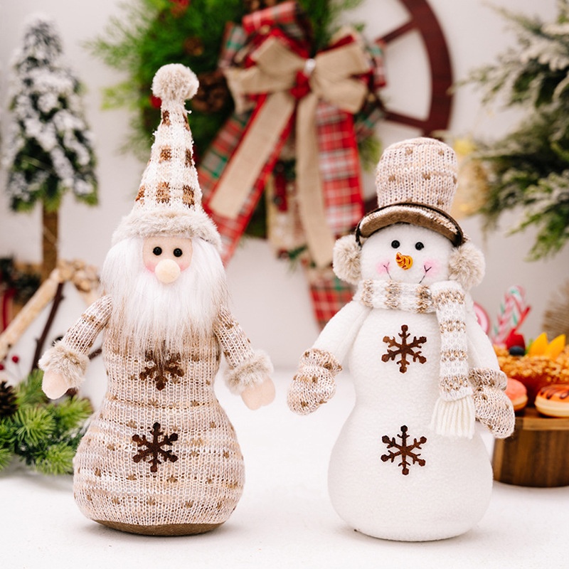 跨境圣诞节新款北欧风创意公仔圣诞老人橱窗布置站姿雪人装饰摆件