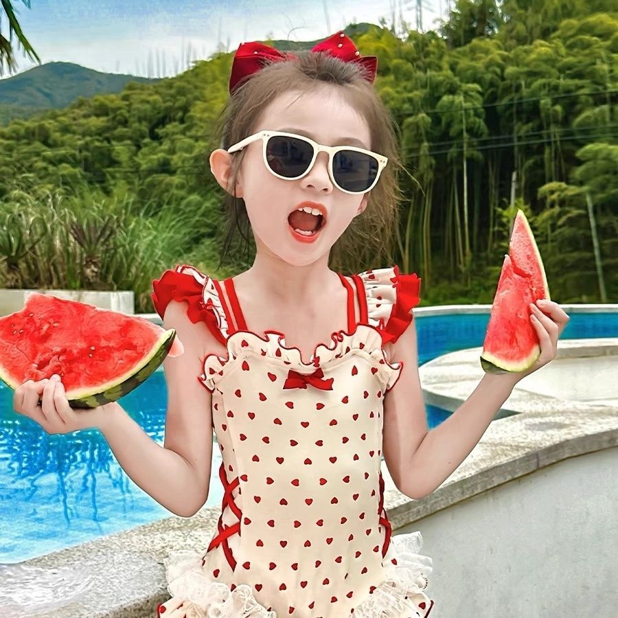 公主女童连体泳衣儿童夏装2025新款洋气女孩速干游泳装夏季时髦