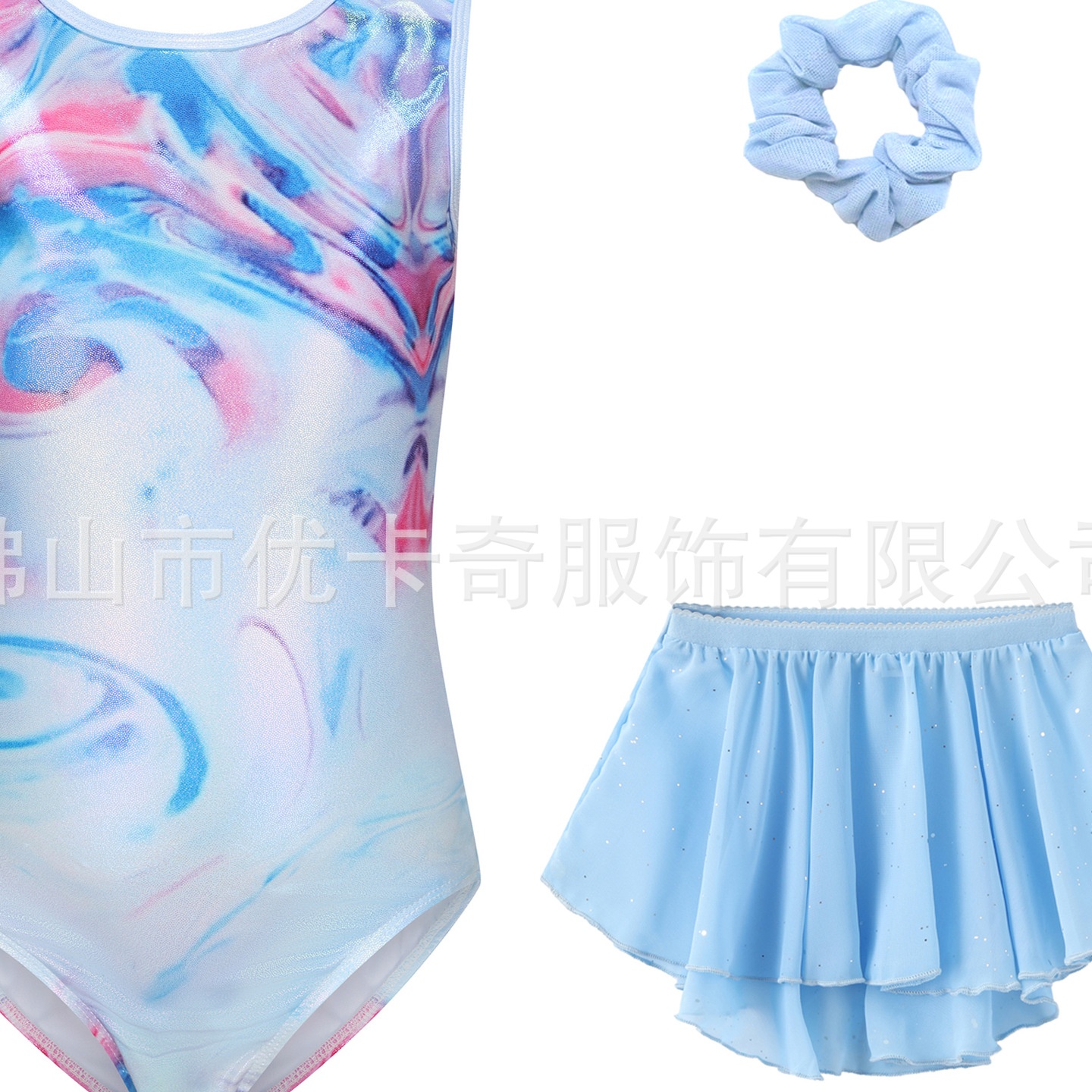 热卖儿童体操服烫金女童芭蕾舞练功服纱裙头花中国舞考级服舞蹈服