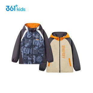 361度童装男款两面穿连帽外套25年春秋款拼色时尚防风上衣外套