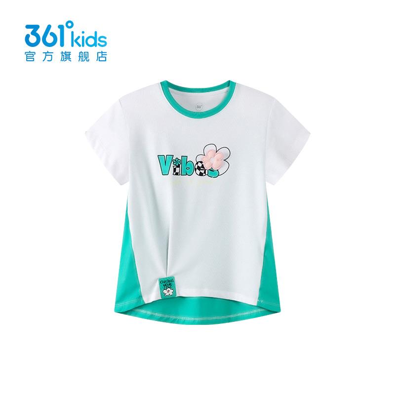 【商场同款】361度童装女童短袖针织衫2025年秋季新款中大童短袖