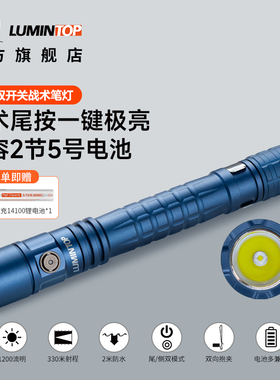 雷明兔P2A手电筒强光2AA手电随身便携战术笔形家用户外应急充电灯