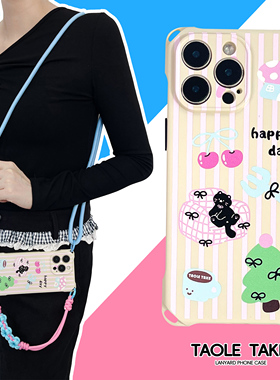 可爱白色纹沙发猫咪手机壳16Promax适用iPhone15小米14华为Pura70ultra手提防摔nova12侧背防丢mate60pro软壳