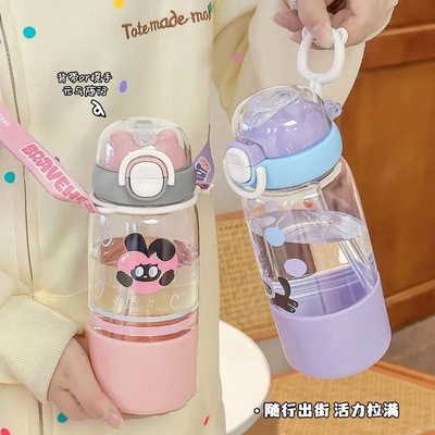 日本小茶日记食品级水杯夏天杯子ins高颜值带吸管女学生大容量便