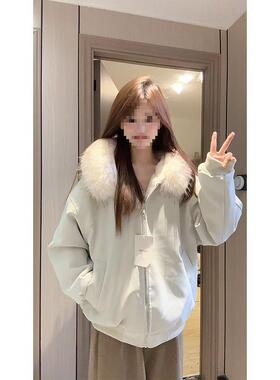 OWH 【800克重磅毛绒】座山雕加厚保暖防风连帽棉衣保暖夹克棉服