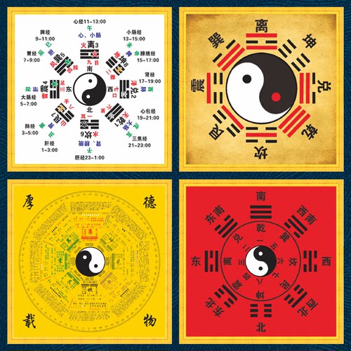 周易先天后天太极图海报墙贴纸先天八卦图后天八卦图玄关书房壁画