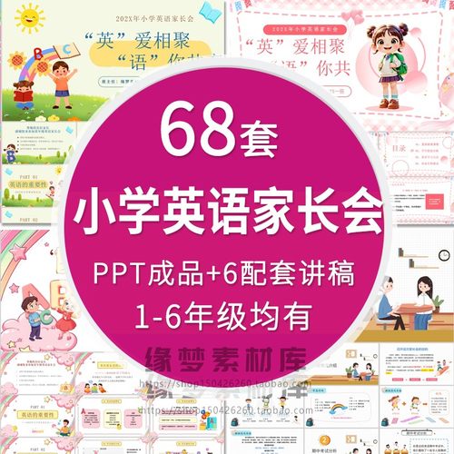 小学英语老师家长会PPT模板课件一二三四五六年级成绩分析发言稿