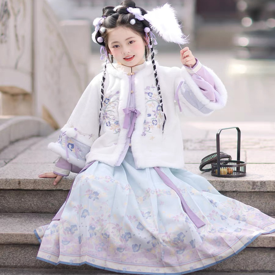 冬季紫色加绒加厚新款拜年服