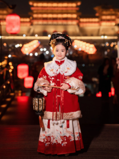 小女孩新年喜庆拜年服 红色中国风马面裙套装 2025女童冬装 儿童新款