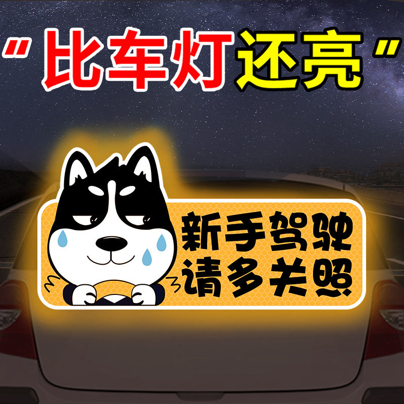 新手上路实习期车贴汽车反光标志磁铁搞笑个性创意磁吸女司机贴纸