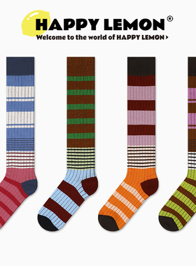 小腿袜秋冬运动袜子女ins潮条纹街头潮流网红高筒春秋款长筒袜子