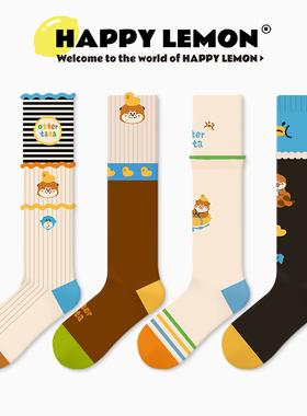 小腿袜秋冬运动袜子女ins潮可爱卡通街头潮流高筒秋季款长筒袜子