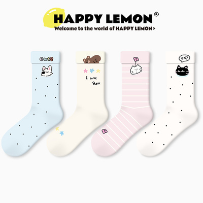 happylemon可爱卡通动漫中筒袜