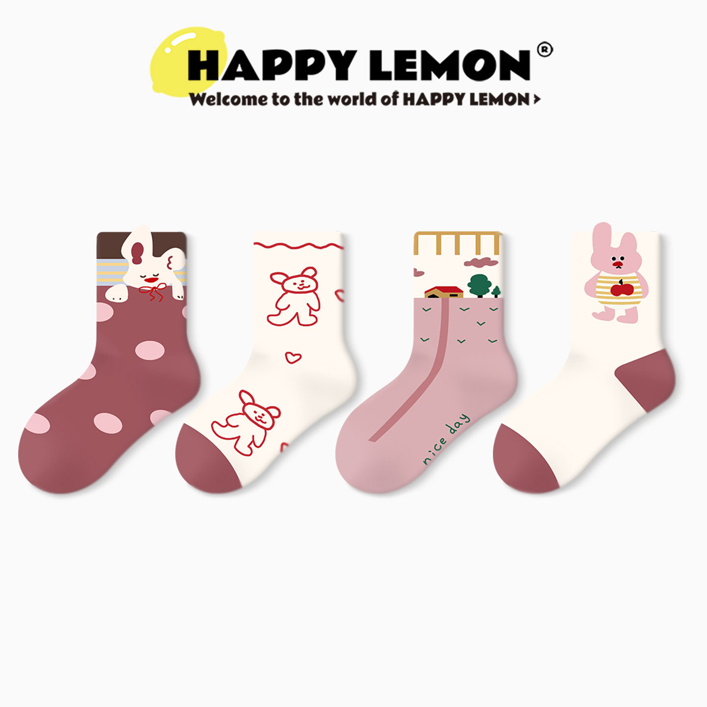 happylemon儿童毛圈袜中筒女童