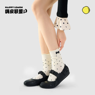 爆款 芭蕾风中筒袜2025新款 长袜miu系堆堆袜 薄款 蝴蝶结袜子女夏季