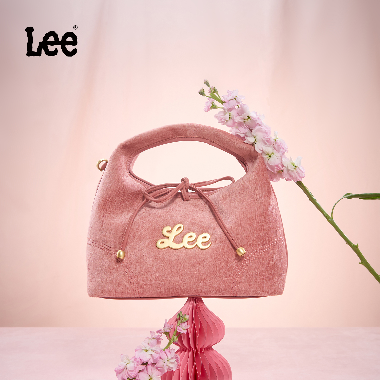 Lee官方新款丝绒斜挎包女复古简约三角手提通勤包时尚百搭hobo包