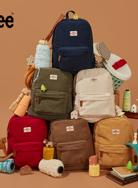 Lee官方正品灯芯绒双肩包女大容量2025新款轻便通勤背包学生书包