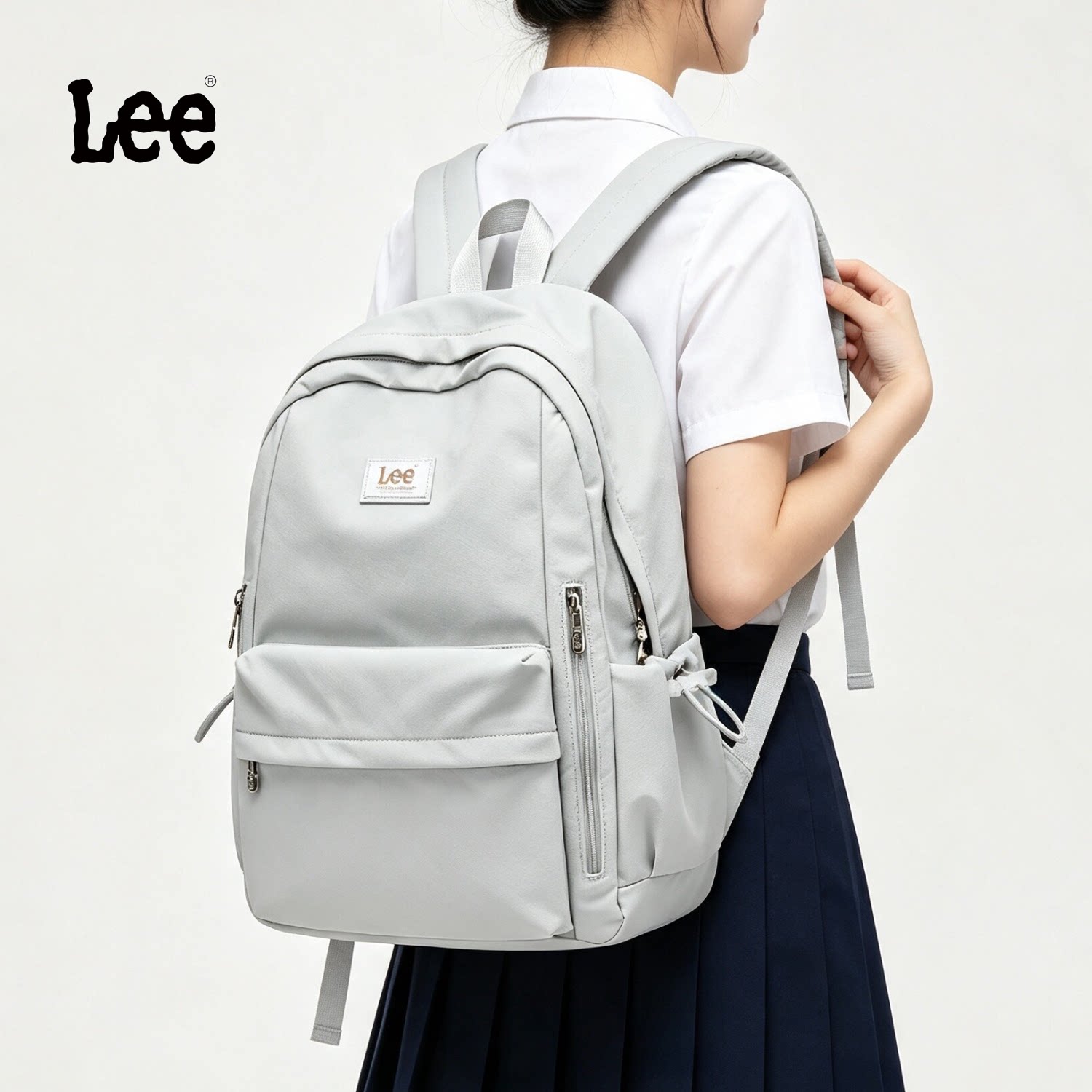 Lee大容量双肩包女新款韩版初高中校园书包休闲简约户外旅行背包