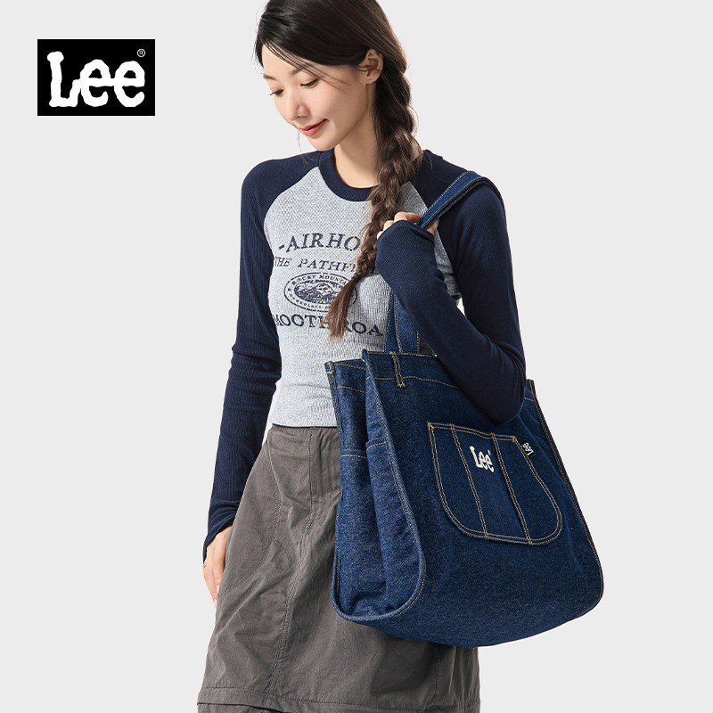 Lee新款大容量通勤牛仔托特包图片