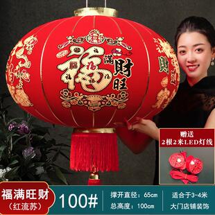 灯笼大门口一对马年大红带灯挂饰农村自建房户外过年春节新年装饰