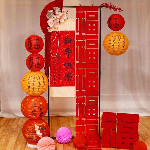 年底氛围布置新年春节灯笼摆件商场店铺活动氛围装饰品美陈背景墙