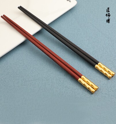 原木无漆无蜡筷子家用2双装礼盒装节节高升送礼自用高端木质餐具
