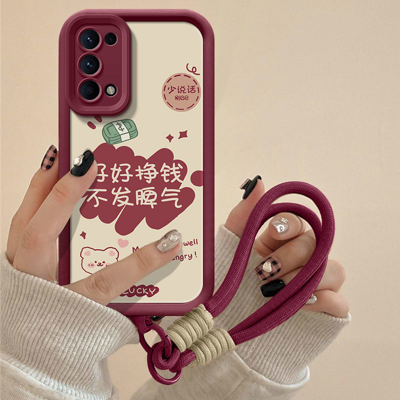 适用opporeno5pro手机壳文字PDSM00软硅胶opreno5k保护套pegm10防摔0pp0ren05镜头全包pegm00新款5g手绳女生