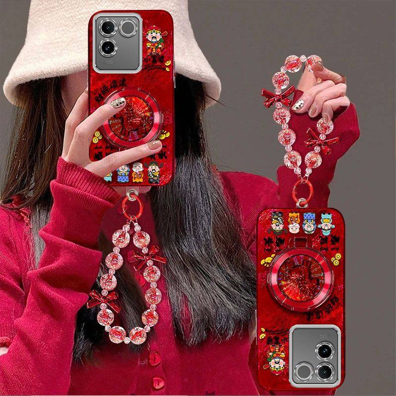 适用vivos17e手机壳V2285A带镜头膜VIV0S17E保护套vlvos17e全包边防摔vivos新年女款vovos手链支架喜庆高级红,3C数码配件,手机保护套/壳,淘宝优惠券,粉丝福利购,淘宝优惠卷