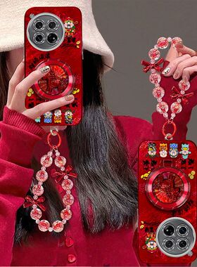 适用一加12手机壳PJD110带镜头膜1加11保护套PHB110新年女款oneplus十二支架手链oppo全包边5g防摔1+十一喜庆