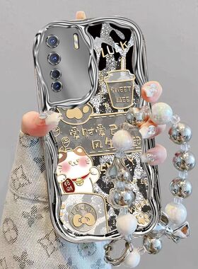 适用oppoa91手机壳PCPM00电镀硅胶软opopa91保护套0pp0a全包边5g防摔poopa招财猫vivo新款文字手链高级网红女