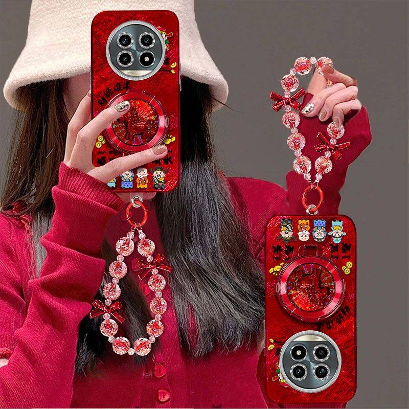 适用realme13pro手机壳RMX5002带镜头膜oppo真我13pro+保护套RMX3920新年女款5G全包边防摔pr0十手链支架喜庆,3C数码配件,手机保护套/壳,淘宝优惠券,粉丝福利购,淘宝优惠卷