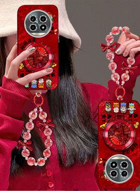 适用realme13pro手机壳RMX5002带镜头膜oppo真我13pro+保护套RMX3920新年女款5G全包边防摔pr0十手链支架喜庆