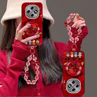 适用oppoa6pro手机壳PLN110带镜头膜0pp0a6pr05g保护套opopa新年女款poopa手链支架vivo全包边防摔喜庆高级红