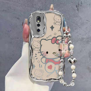 适用vivox27手机壳v1838a全包边vlvo x27保护套v1829t新款可爱viv0x防摔电镀硅胶软vivix二七手链女生清纯潮