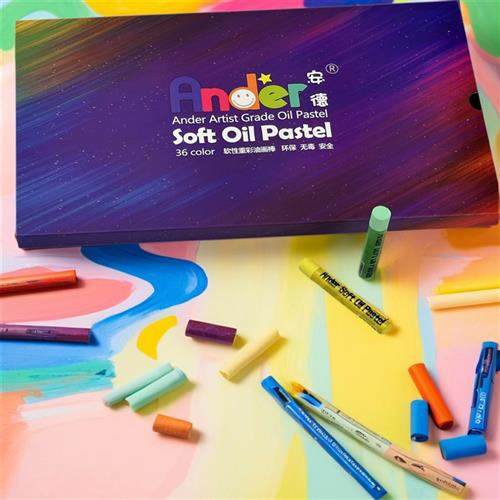安德重彩油画棒基础色36色套装软性油性蜡笔画室专用