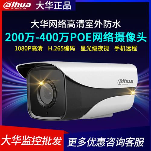 大华200/400万星光POE摄像机2233/2433M-A-I1监控摄像头H.265高清